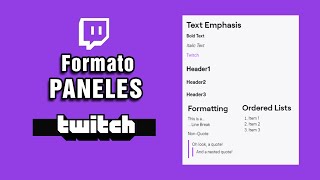 Mejora el formato Paneles Twitch  Markdown Basics [upl. by Cyprio]