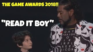 CHRISTOPHER JUDGE quotREAD IT BOYquot CROWD REACTION GAME AWARDS 2018 CONTENT CREATOR OF THE YEAR [upl. by Elorac157]