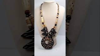 Lacquered Wooden Bone Tribal Necklace THE TURTLE SHELL Email to Buy vintagejewelry [upl. by Ashjian]