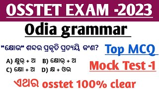 OSSTET EXAM 2023 l Odia grammar l Mock Test 1 l previous year question Top MCQ for OSSTET OTET JT [upl. by Nadya]