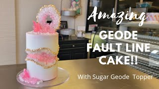 Gotta See Geode Fault Line Cake  Sugar Geode Topper  Cake Decorating Tutorial [upl. by Acnaib232]