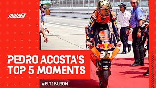 Pedro Acostas Top 5 Moments 👑  2023 Moto2 World Champion [upl. by Johnathan]