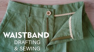 ❎ How To Draft And Sew Waistband On Pants  Trousers Waistband Sewing Techniques [upl. by Aveneg824]