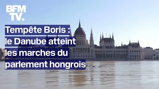 Tempête Boris la crue du Danube atteint les marches du parlement hongrois à Budapest [upl. by Brom702]