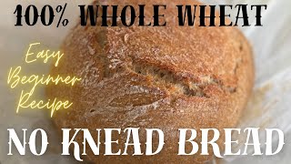 100 Whole Wheat Dutch Oven Bread Recipe 4 Ingredients No Knead Beginner Bread Cheap Easy recipe [upl. by Hewet]