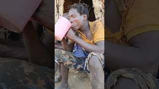 Drinking Soup at breakfast in the Bushhadzabetribe africa wildlife animals shorts shortsvideo [upl. by Malilliw]