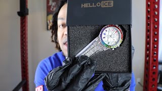 Helloice 40mm Iced Rainbow Dial Watch White Gold x Diamond Tester [upl. by Aohsoj]