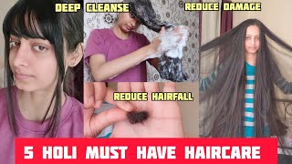 5 Haircare Tips For Holi  Reduce hairfallhair damage makes hair long amp shiny [upl. by Katonah978]