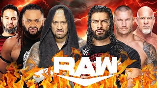 Roman Reigns Randy Orton Goldberg vs Solo Sikoa Jacob Fatu Tama Tonga  Tag Team Match [upl. by Farrel]