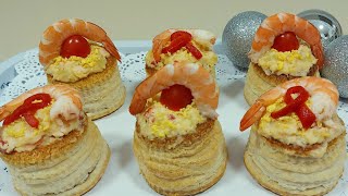 🎄 HOJALDRES RELLENOS DE ENSALADILLA RÁPIDA DE LANGOSTINOS 🥔🦐  BEATRIZ COCINA [upl. by Tteraj320]