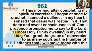 Faustina Daily Diary 961 Stitches and Saving Souls [upl. by Anoit]