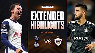 Tottenham vs Qarabağ FK Extended Highlights  UEL League Phase MD 1  CBS Sports Golazo  Europe [upl. by Merkley]