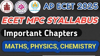 ap ecet mpc syallabus 2025 ap ecet maths ap ecet chemistry ap ecet physics important chapters [upl. by Neemsaj]