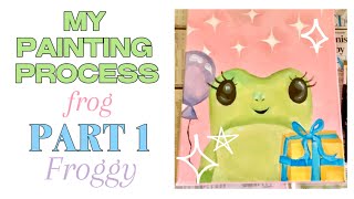 🐸 WATCH ME PAINT 🐸 frog painting for my sister’s birthday 🌷 [upl. by Luapleahcim]