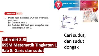 KSSM Matematik Tingkatan 1 Bab 8 latih diri 83f garis dan sudut buku teks tingkatan 1 pt3 [upl. by Amorette]