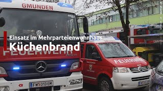 Küchenbrand in einer Wohnung eines Mehrparteienwohnhauses in Gmunden [upl. by Zeus]