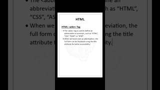 HTML abbr Tag  S Code Hub shorts html [upl. by Anaimad715]