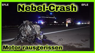 ❎️MOTORBLOCK FLIEGT ÜBER DIE AUTOBAHN⚠️Folgenschwerer UNFALL IM NEBEL auf A14 bei Naunhof❎️ [upl. by Estevan]