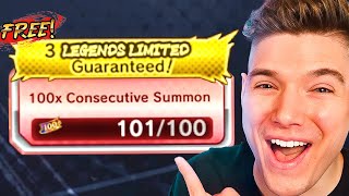 Free Legends Limited Guaranteed 100x Summon on Dragon Ball Legends [upl. by Tecla]