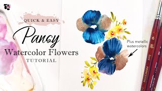 Beginner Friendly Watercolor Pansy Flowers  Stepbystep Tutorial [upl. by Yelsna]