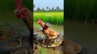 Pythons prey on chickens in rice fields youtubeshorts pythonsnake amazonwildlife trendingshorts [upl. by Airitak981]