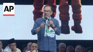 Malaysian PM Anwar Ibrahim addresses proPalestinian rally [upl. by Ateuqahs]