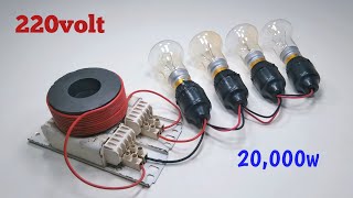 New idea Free Energy Generator Simple 220v 20kw direct Current AC Light Bulb Electric Transformer [upl. by Adria461]