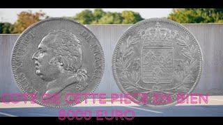 La cote 8000 Euro de cette rare pièce en bien de 5 FRANCS LOUIS XVIII 1818 BB frape de 1119 pièce [upl. by Nart]