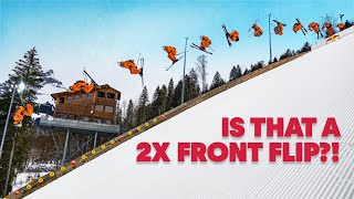 How To Double Frontflip A Ski Jump w Fabian Bösch  Red Bull Snow [upl. by Ahselak254]