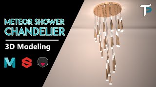 Meteor Shower Chandelier  3D Modeling  Maya Substance Painter Marmoset Toolbag [upl. by Damien]