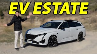 Electric estate Peugeot e308 SW driving REVIEW [upl. by Aizatsana]