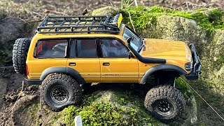 FMS FCX18 LAND CRUISER AND TRX4m taking on the trails [upl. by Trini]