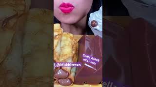 Stella ASMR chocolate Nutella pancake crepe jelly cream pudding Mukbang bites only shorts video [upl. by Whit953]