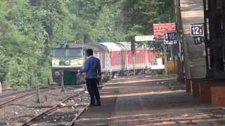 GOC WDP3A Silent Entry amp Honking With 12432 NZMTVC Rajdhani Express In Konkan Railway [upl. by Elocin]