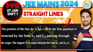 The portion of the line 4x5y20 in the first quadrant is trisected by the lines L1 and L2 passing [upl. by Kidder]