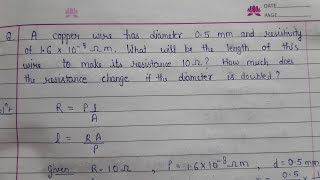 A copper wire has diameter 05 mm and resistivity of 16 into 10 power minus 8 ohmmeter [upl. by Wenona]