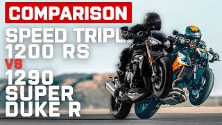 Triumph Speed Triple 1200 RS vs KTM 1290 Super Duke R  Motorcycles Head To Head  Visordwoncom [upl. by Sarah]