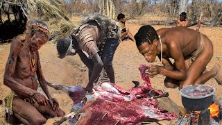 Hadzabe Morning hunting and cooking their food [upl. by Assirroc]