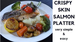 PERFECTLY PANFRIED CRISPY SALMONRESTAURANT STYLE SALMON PLATTER [upl. by Feldt]