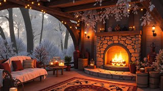 Fireplace Crackling in a Winter Porch  Cozy Winter Ambience for Sleep and Relaxation ❄️ [upl. by Inverson]