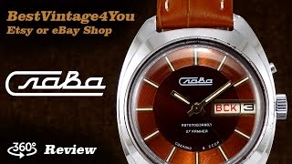 Handson video Review of Slava Automatic Unique Soviet Mens Watch With 27 Jewels Movement [upl. by Annawad]