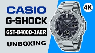 Casio GShock GSteel GSTB400D1AER Unboxing 4K [upl. by Cobb]