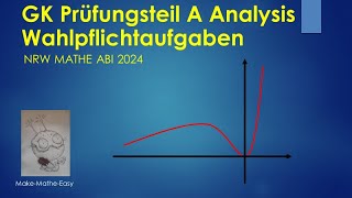 GK Prüfungsteil A Mathe Abi Klausur NRW 2024 Wahlpflichtaufgaben Analysis [upl. by Beatty550]