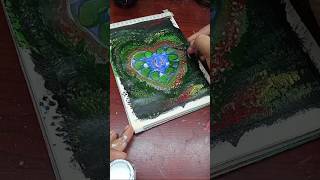 Painting a Heart shaped koi fish pond 🖌️💙🐟 acrylicpainting music subscribe [upl. by Hahcim]