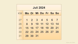 Kalender Juli 2024 [upl. by Ahtnamys]