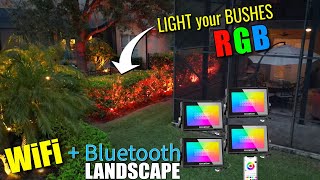 Landscape Lighting your Bushes  RGB Lighting  Smart WiFi LED Landscape Lights  USTELLAR Lighting [upl. by Morlee]