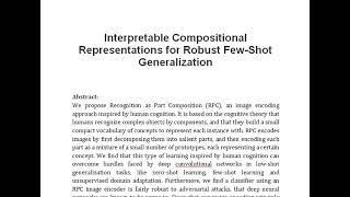 Interpretable Compositional Representations for Robust Few Shot Generalization [upl. by Ahsain]