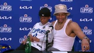 Russell Westbrook shares a moment with his son 🙏 Postgame Interview [upl. by Imelda]