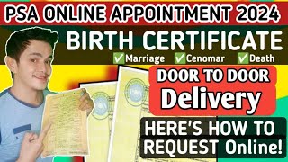 PSA ONLINE APPOINTMENT 2024 How to request BIRTHMARRIAGECENOMARDEATH CERTIFICATE ONLINETagalog [upl. by Imoyik]