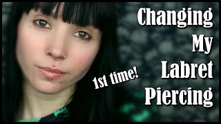 Changing My Labret Piercing For The FIRST TIME   1 Month Update [upl. by Ashwell]